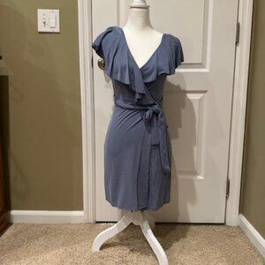 Sun and Shadow Slate Blue Wrap Dress XXS